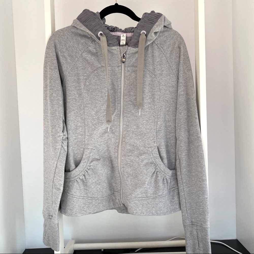 lululemon athletica Light Gray Zip-Up Hoodie Jacket